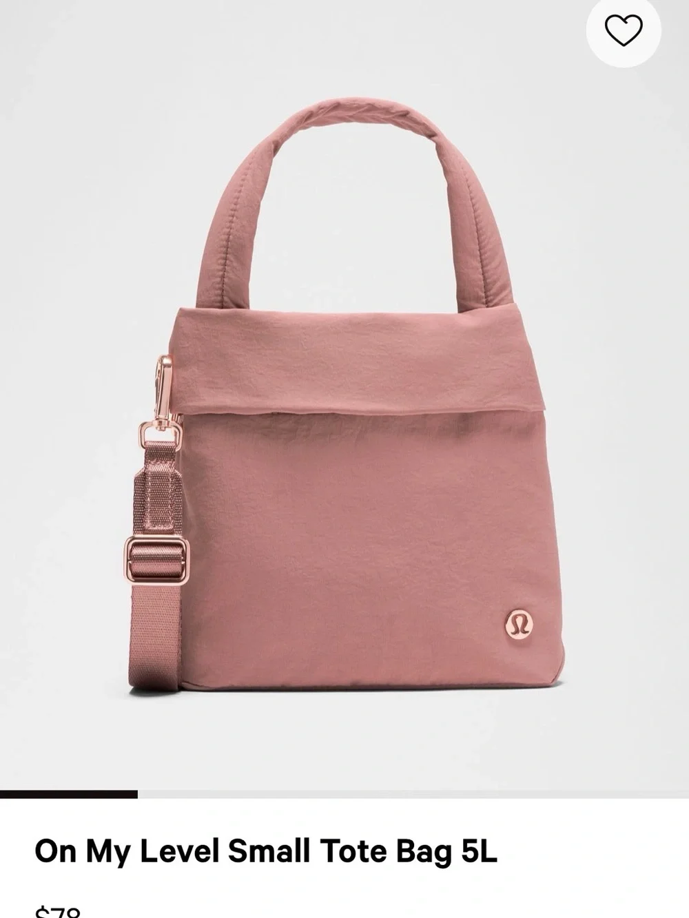 lululemon Pink Pearl On My Level Tote Small 5L Crossbody